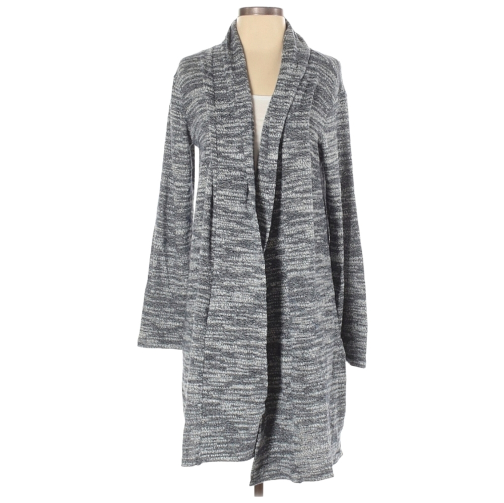 Anthro Dylan Long Line Cardigan Sweater Size S Heathered Grey Duster Open Front